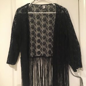 Kimono black lace sweater
